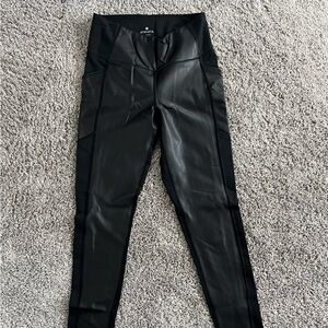 Athleta Black Faux Leather Leggings- Small Tall